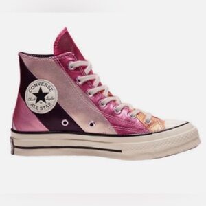 Converse Metallic Pink Gold Rainbow Leather Chuck Taylor 70 Hi Top Sneakers